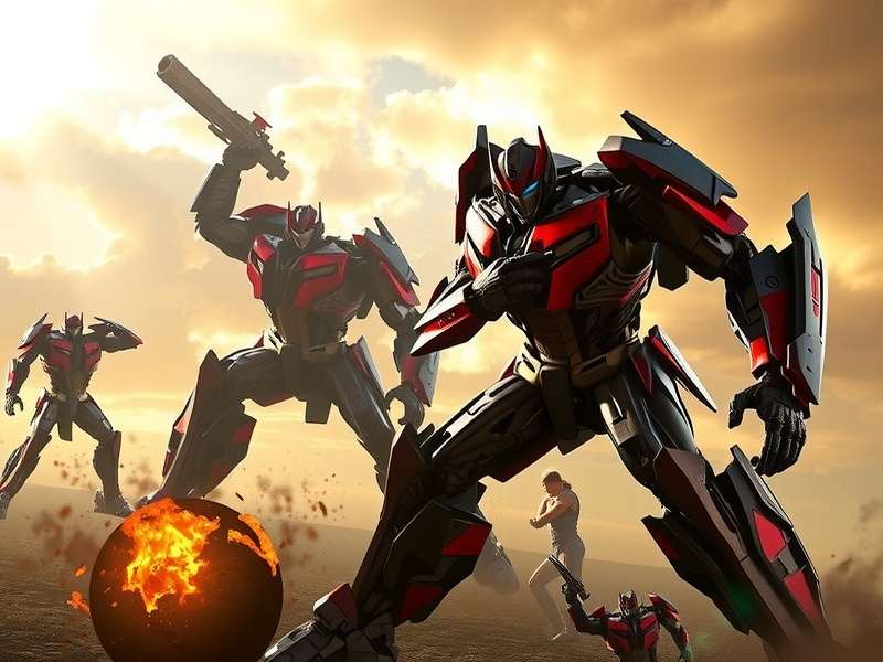 Transformers The Last Knight final battle scene showing Autobots and Decepticons clashing