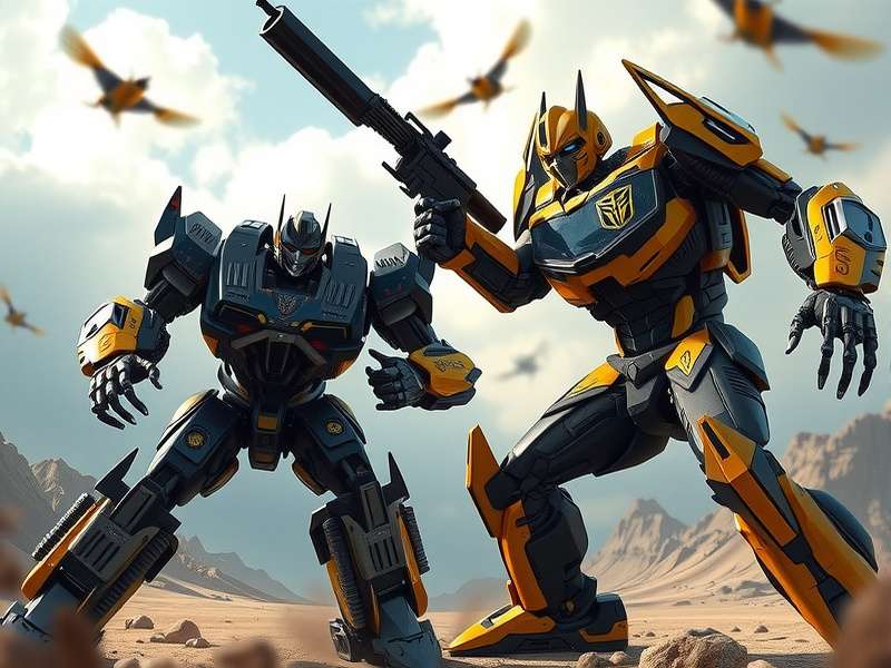 Bumblebee and Optimus Prime locked in combat in Transformers The Last Knight