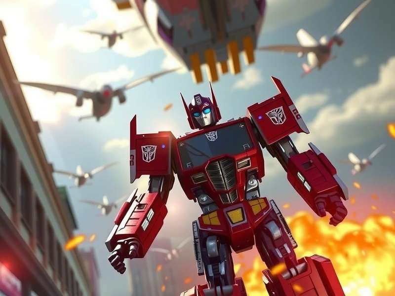 Concept art of futuristic Transformers battle scene