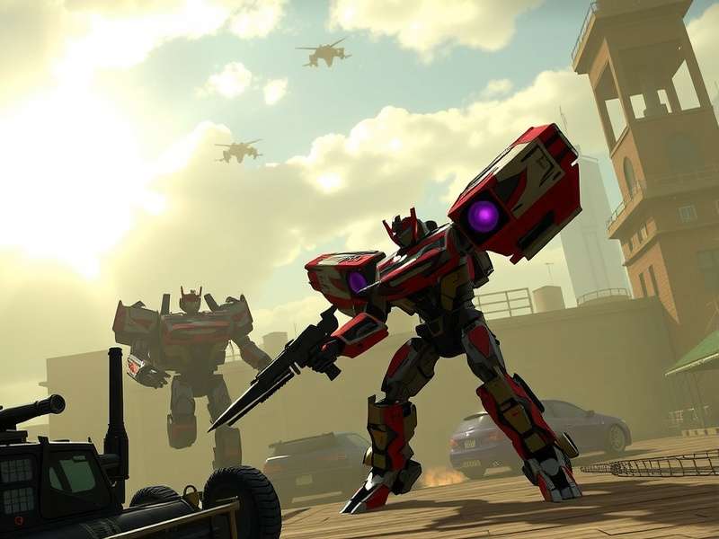 Transformers 3 Dark of the Moon gameplay screenshot showing Optimus Prime battling in Chicago