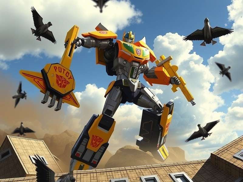 A panoramic view of various Transformers video game covers and in-game action shots from across decades