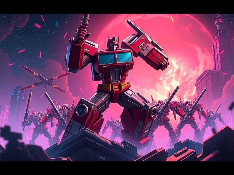 Epic Transformers game battle scene with Optimus Prime and Bumblebee