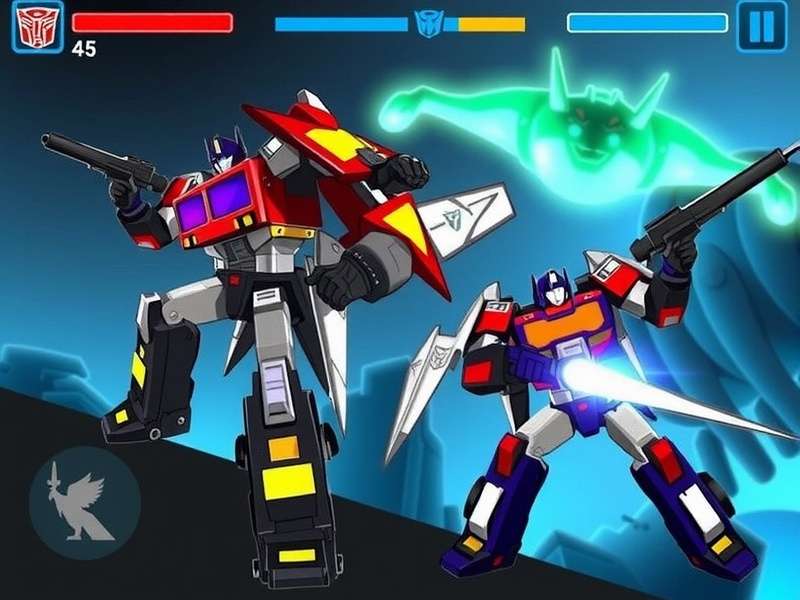 Gameplay screenshot of a free Transformers mobile game on a smartphone