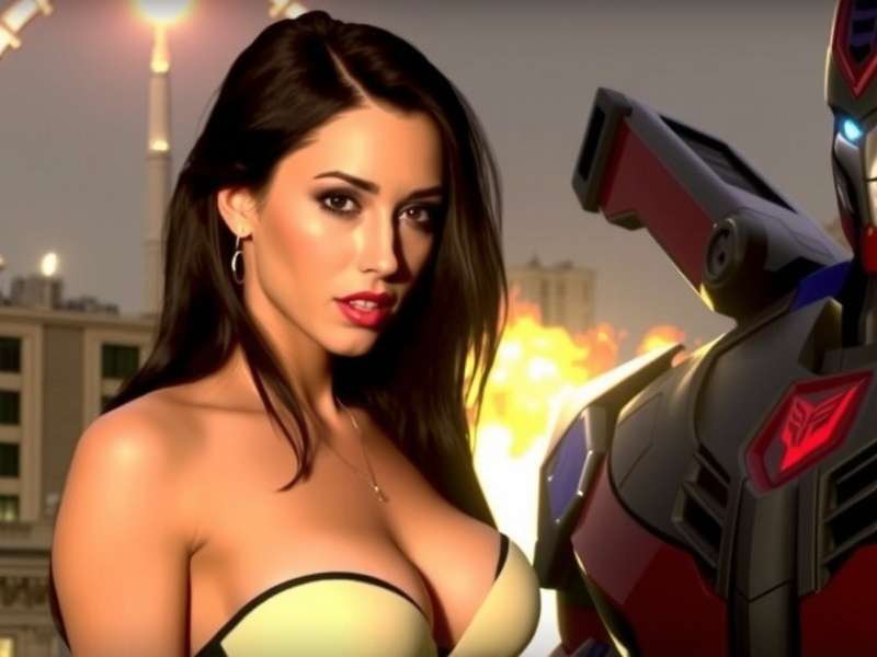 Megan Fox in Transformers movie scene with Bumblebee