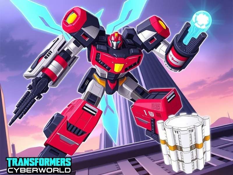 Epic battle scene from Transformers Cyberworld featuring Optimus Prime and Bumblebee