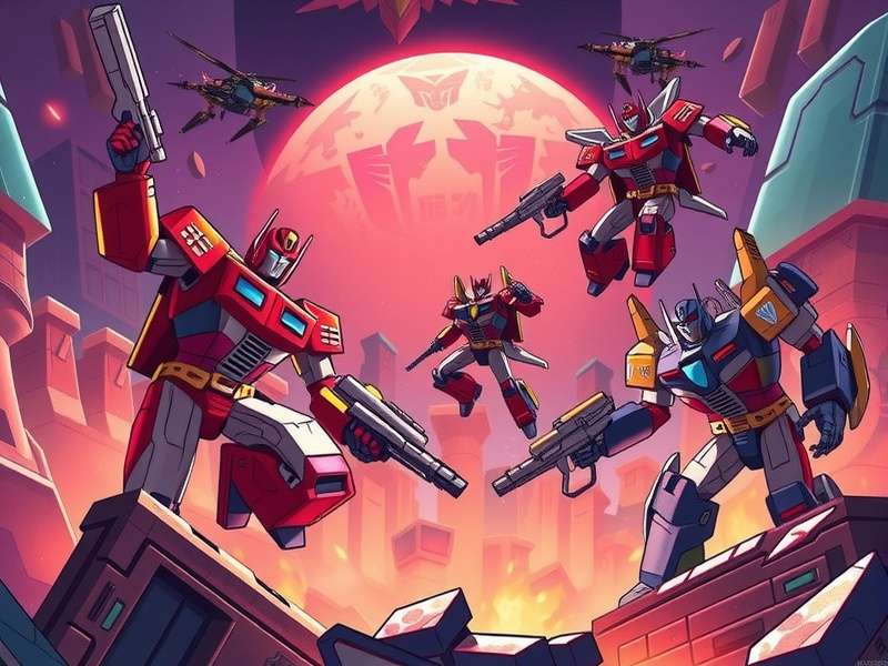 Screenshot from a modern Transformers video game showing Optimus Prime in battle