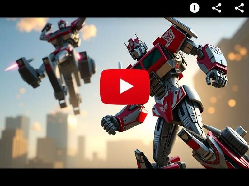 A dynamic montage of Transformers characters and YouTube interface