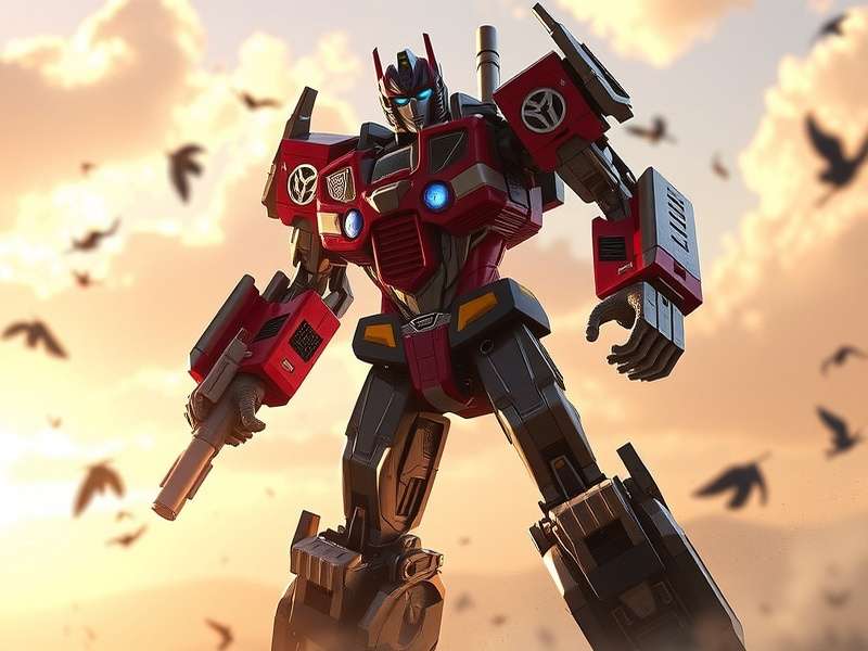 Epic battle scene between Autobots and Decepticons on Cybertron from the Transformers films