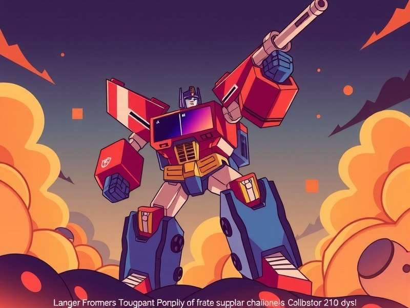 Developer coding on a laptop with Transformers figurines