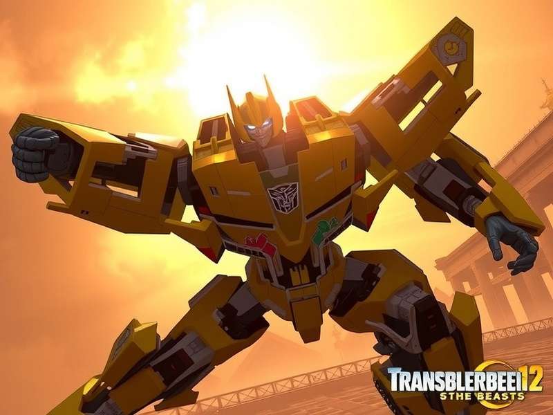 Bumblebee standing alongside Maximals in Transformers Rise of the Beasts