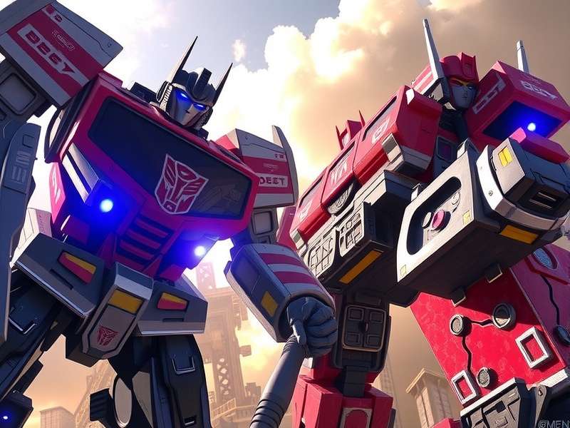 Transformers Autobots and Decepticons in epic battle scene