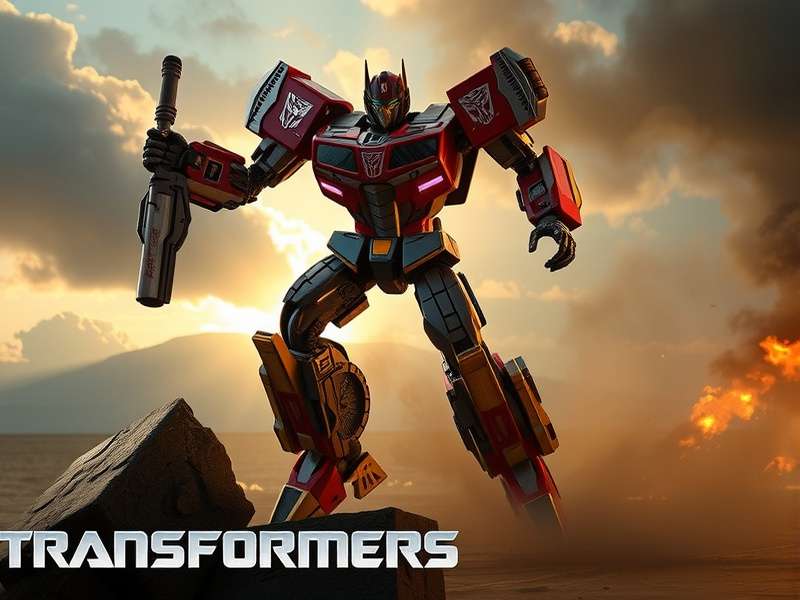 Transformers epic battle scene with Optimus Prime and Bumblebee