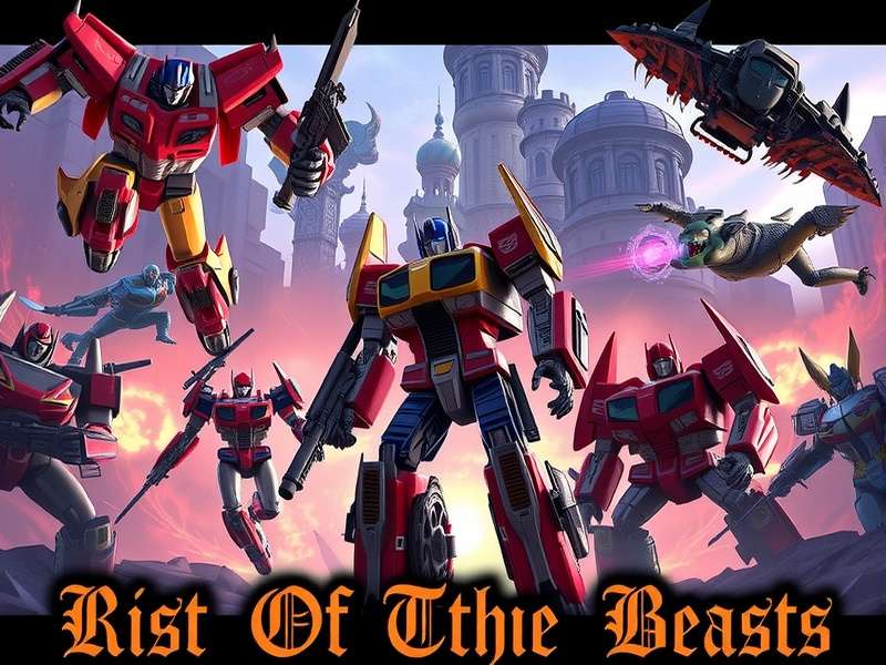 Cast of Transformers Rise of the Beasts group photo with Peter Cullen, Pete Davidson, Ron Perlman, and Anthony Ramos